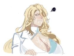 annoyed_expression bleach bleach:_the_thousand-year_blood_war blonde_hair cleavage cum cum_on_breasts cum_on_face female genderswap_(mtf) jugram_haschwalth k4onozeda04 rule_63