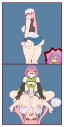 1futa 1girls bernadetta_von_varley female fire_emblem:_three_houses futa futa_on_female hilda_(pokemon)_(cosplay) hilda_valentine_goneril light-skinned_female light-skinned_futanari megayecgaa