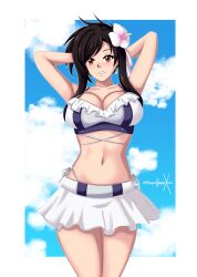 2d artist_name breasts female female_only final_fantasy final_fantasy_vii light-skinned_female light_skin looking_at_viewer pale-skinned_female pale_skin simple_background solo sonicheroxd swimsuit tagme tifa_lockhart watermark