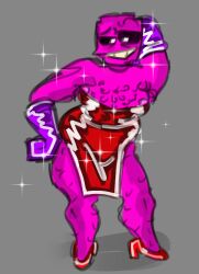 armpit_hair armpits body_hair crossdressing dayshift_at_freddy's dress dsaf fat gloves henry_miller_(dayshift_at_freddy's) high_heels jessica_rabbit_(cosplay) joke_art male male_only overweight overweight_male pink_skin purple_gloves red_dress slaying