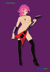 1girls erin_esurance esurance female guitar listenertom mascot pink_hair solo