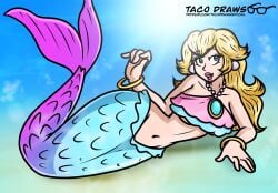 1girls captaintaco2345 female mario_(series) mermaid mermaid_peach princess_peach princess_peach:_showtime! tacodraws tagme