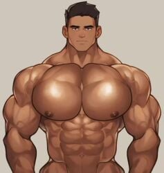 1boy 2d 2d_animation animated bara bara_tits barazoku biceps completely_nude completely_nude_male gay male male_focus male_nipples male_only manly mp4 muscular_male nipple_pinch nipples nude pecs pinching_nipples ruisselait solo solo_male tagme video yaoi