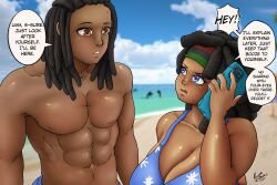 beach dark-skinned_female kaori_(renoahemiru) renoahemiru tagme