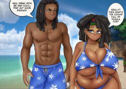 beach dark-skinned_female kaori_(renoahemiru) renoahemiru tagme