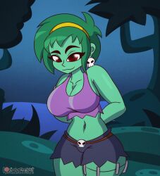 1girls animated ass clothing female flashing_breasts green_skin looking_at_viewer rottytops shadowthespirit shantae shirt_lift smiling smiling_at_viewer solo solo_female solo_focus table undressing zombie_girl