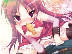 blush breast emily_(pure_dream) mahou_shoujo_madoka_magica sakura_kyouko straddling tagme taiyaki