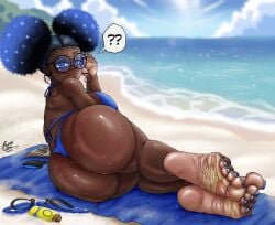 beach big_ass big_butt dark-skinned_female demetris_(renoahemiru) foot_fetish renoahemiru tagme