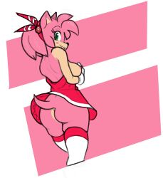 amy_rose ass big_ass big_breasts breasts dress feathers_in_hair female furry sega sonic_(series) thighhighs tkraccoon