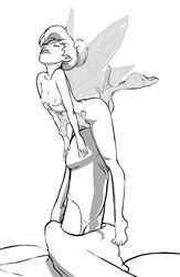 creampie disney disney_fairies fairy monochrome naughtee nipples penis peter_pan_(disney) size_difference small_breasts tagme tinker_bell