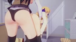 1futa 1girls 3d anal anal_sex animated ass bent_over big_penis black_legwear black_panties black_socks bouncing_breasts brown_loafers clothed cum cum_inside darkened_genitalia exposed_breasts fate/hollow_ataraxia fate_(series) female futa_on_female futanari hikaku koikatsu loafers luviagelita_edelfelt no_sound panties_aside penis ribbons school_uniform sex shoes skirt socks socks_and_shoes sound_request standing thigh_socks thighhighs tohsaka_rin uncensored uwabaki video