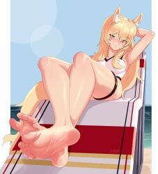 arknights barefoot cat_ears feet foot_fetish nearl_(arknights) soles staerk toes