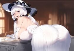 1girls 2d ai_generated ass ass_focus ass_visible_through_clothes azur_lane big_ass big_butt classy clothed clothing colored curvaceous curvy_body dat_ass fat_ass female female_focus female_only floox hat illustrious_(azur_lane) large_ass large_butt light-skinned_female light_skin pale-skinned_female pale_skin ready_to_fuck round_ass round_butt royal_navy_(azur_lane) showing_ass showing_off solo solo_focus thick thick_ass voluptuous voluptuous_female white_hair