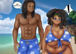 beach dark-skinned_female kaori_(renoahemiru) renoahemiru tagme