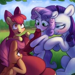 1boy 4girls apple_bloom_(mlp) big_macintosh_(mlp) bloodymrr blue_eyes blush cub earth_pony equid equine fellatio female female_cub female_feral female_focus feral feral_on_feral friendship_is_magic green_eyes hasbro horse humanoid_genitalia humanoid_penis just_the_tip male male/female mammal my_little_pony orange_eyes pegasus penis pink_hair pony purple_eyes purple_hair rarity_(mlp) red_hair scootaloo_(mlp) smile sweetie_belle_(mlp) unicorn young younger_female