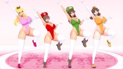 3d 4girls big_breasts blue_eyes breasts brown_hair bust busty chest curvaceous curvy curvy_figure female female_focus hips hourglass_figure huge_breasts human italian italian_female kaoskatsu large_breasts legs light-skinned_female light_skin lips luigi luigiette mariette mario mario_(series) mature mature_female multiple_girls new_super_mario_bros._u_deluxe nintendo princess_daisy princess_peach rule_63 sisters slim_waist super_crown super_mario_bros. super_mario_sisters thick thick_legs thick_thighs thighs voluptuous waist wide_hips