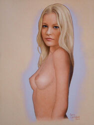 blonde_hair breasts detailed emilie_de_ravin ernie_centofanti female female_only human nude pale_skin real_person realistic side_view small_breasts solo tagme