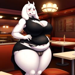 1girls 2020s 2023 ai_generated anthro blush boss_monster cameltoe deltarune embarrassed female female_only frosting.ai huge_breasts milf monster_girl pussy_visible_through_clothes ripped_clothing scalieton self_upload toriel torn_clothes undertale undertale_(series) wardrobe_malfunction wide_hips