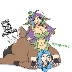 1futa 1girls blue_hair bottomless breasts centaur clothing deer deer_girl deer_taur female flat_chest forced futa_on_female futanari futanari_penetrating huge_balls huge_breasts human humanoid impregnation interspecies interspecies_impregnation jinx_(league_of_legends) kneeling league_of_legends light-skinned_female light-skinned_futanari light_skin lillia_(league_of_legends) lying_on_person milkbuni mostly_nude nipples on_floor panic plap pleasure_face prone_bone pulling_hair purple_hair rape restrained sex small_breasts taur