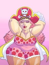 armpits arms_up bbw big_breasts big_mom charlotte_linlin female female_focus female_only makeup one_piece pink_hair tagme thick_thighs