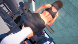 black_clothing fitness gym gym_clothes koikatsu renko_usami running sweating touhou treadmill voluptuous working_out