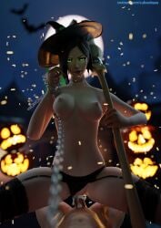 3d chains cuboxbase cum femdom halloween highres pov smile submissive_male valorant viper_(valorant) witch witch_hat