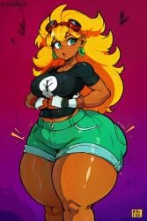 ai_generated ass_focus big_ass big_breasts clothed female female_only huge_ass levith890 nipples_visible_through_clothing no_bra plants_vs_zombies solar_flare_(peargor) solar_flare_(pvz)