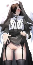 atlus black_hair blush cuntboy cuntboy_only dress_lift femboy garter_belt garter_straps hair_over_one_eye hairy_pussy kurosu_jun lingerie male male_only nun nun's_habit nun_outfit otoko_no_ko persona persona_2 persona_2_innocent_sin pussy pussy_juice pussy_juice_drip saliva showing_pussy stockings thick_thighs thighhighs thighs twink uncensored wings