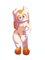 1girls absurd_res anthro blush clothed clothing cream_the_rabbit cub digital_media_(artwork) female flat_chest genitals hi_res kranson lagomorph leporid mammal nipples nude pussy rabbit sega simple_background smile solo sonic_(series) sonic_the_hedgehog_(series) topwear young