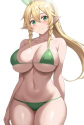 1girls absurd_res bikini blonde_hair breasts female green_eyes hi_res hips huge_breasts jasony kirigaya_suguha leafa light-skinned_female light_skin long_hair pointy_ears ponytail simple_background sword_art_online thick_thighs thighs wide_hips