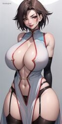 1girls 2020s 2023 2d 2d_(artwork) ai_generated alternate_breast_size artist_name asian asian_female big_breasts black_lilith breasts brown_hair busty china_dress chinese_clothes cleavage clothed clothing curvaceous curvy curvy_figure dress elbow_gloves eyelashes female female_human female_only garter_belt garter_straps gloves hi_res hips hourglass_figure huge_breasts human iknowkungfu42 koutetsu_no_majo_anneroze large_breasts lee_mayfeng light-skinned_female light_skin lilith-soft lips looking_at_viewer red_eyes red_lips red_lipstick short_hair simple_background smile solo stockings taimanin_(series) thick thick_thighs thighhighs thighs voluptuous white_clothing white_dress wide_hips