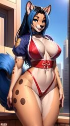 ai_generated animal_ears animal_humanoid anthro ass big_ass big_breasts cute female female_only furry furry_ass furry_breasts furry_ears furry_female furry_only furry_tail hi_res hyena hyenaloverai mai_shiranui_furry mammal nai_diffusion seductive stable_diffusion