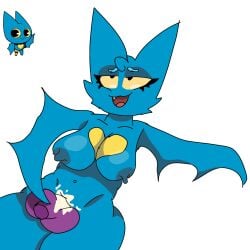 adorabat aged_up anthro bat blue_bat bodily_fluids cartoon_network cum cumshot ejaculation female genital_fluids hi_res mammal mao_mao:_heroes_of_pure_heart masturbation skuzy_k solo