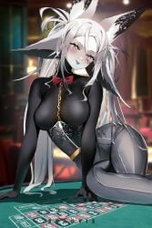 casino dya_rikku_(vtuber) female fox_ears tongue_out virtual_youtuber vyugen white_eyes white_hair