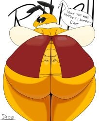 accidental_exposure altspav_(artist) bee big_ass red_dress ripped_clothing wardrobe_malfunction