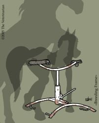 2005 breeding_stand horse implied_bestiality metal_frame ponygirl silhouettes the_veterinarian