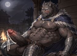 blaidd_(elden_ring) elden_ring fromsoftware furry grey_body leo_ai_art male_only muscular_male solo_male wolf