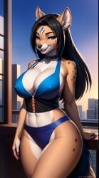 ai_generated animal_ears animal_humanoid anthro ass big_ass big_breasts cute female female_only furry furry_ass furry_breasts furry_ears furry_female furry_only furry_tail hi_res hyena hyenaloverai mai_shiranui_furry mammal nai_diffusion seductive stable_diffusion