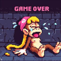 ai_generated barefoot crying defeated defeated_heroine dixie_kong donkey_kong_(series) game_over naked tagme