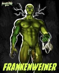 1boy 2018 balls bara bara_tits barazoku big_balls big_penis completely_nude cum cum_drip cum_dripping_from_penis enormous_schvanstucker frankenstein frankenstein's_monster gay genital_fluids green-skinned_male half-erect halloween holidays jockstrap looking_at_viewer male male_focus male_nipples male_only male_pubic_hair manly monster muscular_male nipple_piercing nipples nude penis solo solo_male underwear yaoi