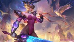 anima_squad_series battle_bunny_prime_riven battle_bunny_series bunny_ears bunny_tail bunnysuit clothed clothing female female_only fully_clothed jacket league_of_legends open_jacket richtofen riven