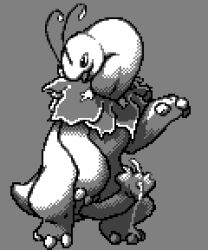 antennae_(anatomy) big_penis bodily_fluids digital_media_(artwork) feral flygon_(artist) generation_2_pokemon genital_fluids genitals greyscale leaking_precum male meganium monochrome nintendo on_hind_legs penis pixel_(artwork) pokemon pokemon_(species) pokemon_only precum ripparu solo unusual_anatomy unusual_genitalia unusual_penis