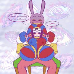 2023 2d 2d_(artwork) 2d_artwork female glitch_productions gooseworx jax_(the_amazing_digital_circus) jester jester_cap jester_costume jester_girl jester_hat jester_outfit pomni pomni_(the_amazing_digital_circus) the_amazing_digital_circus