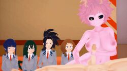 1boy 3d 5girls animated balls big_penis black_hair blinking blue_hair boku_no_hero_academia bouncing_breasts breasts brown_hair censored clothed clothed_female clothing female green_hair handjob koikatsu kyoka_jiro long_penis looking_at_another looking_at_viewer male male_pov mina_ashido momo_yaoyorozu multiple_girls my_hero_academia nude nude_female nude_male ochako_uraraka orange_eyes penis pink_hair pink_skin pov tsuyu_asui