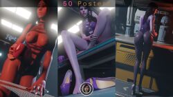 1female 3d amelie_lacroix big_ass black_hair bodysuit coffee_mug exposed_breasts exposed_pussy feet fingernails high_heels image image_set long_hair medium_breasts nude nude_female overwatch pink_hair purple_hair purple_skin scifi sensual stockings thighs trsensualstudio watermark widowmaker yellow_eyes