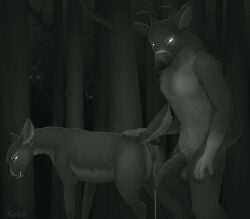 absurd_res anthro bodily_fluids cum deer female feral genital_fluids genitals hi_res koba male male/female mammal messy penis pull_out pussy quad sex spooky_(disambiguation) trailcam