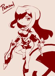 1futa breasts bulge chibi clothed clothing flaccid fully_clothed futa_only futanari huge_breasts human monochrome nousk parasoul self_upload skullgirls solo standing