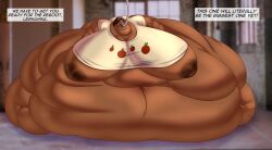 1girls bbw belly big_belly big_breasts breasts dark-skinned_female dark_skin dialogue fat female force_feeding huge_belly huge_breasts hyper_fat leshawna_(tdi) morbidly_obese nipples obese overweight ssbbw text total_drama_island tube_feeding umiko-sasaki weight_gain