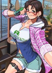 akisu_k alluring athletic_female bandai_namco big_breasts brown_hair clothed female female_abs fit_female glasses julia_chang namco namco_bandai smile tekken tekken_3 tekken_4 tekken_5 tekken_5_dark_resurrection tekken_6 tekken_6_bloodline_rebellion tekken_7 tekken_bloodline tekken_revolution tekken_tag_tournament tekken_tag_tournament_2 thighs