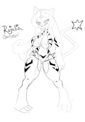 anthro black_and_white breasts female furry pokémon_(species) pokemon raikou rule_63 sharp_teeth sole_female